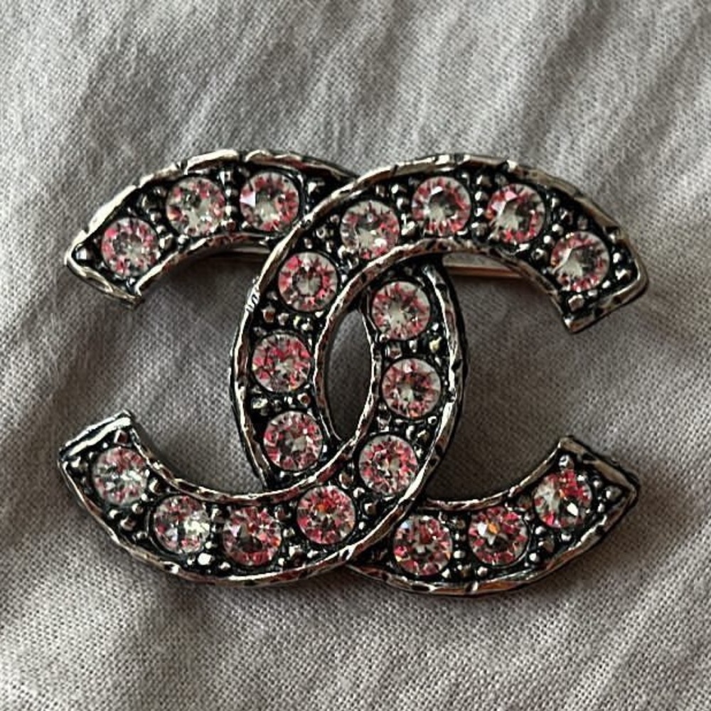 Chanel Ruthenium Crystal CC Brooch